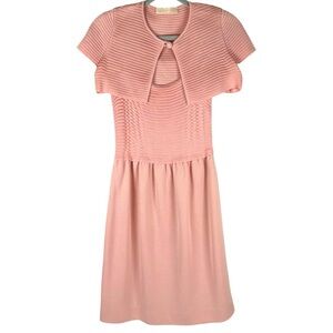 Valentino Pink Italian Viscose Knit 2 Piece Dress & bolero jacket Size Small